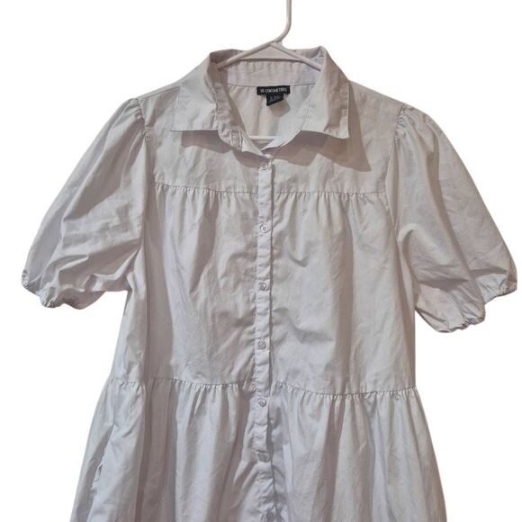 18 Centimeters Women's White Cotton /Poly Tiered Dress w Pockets - Picture 9 of 12